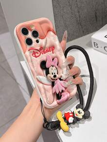 This Disney Mickey Mouse Lanyard Phone Case Is Fully Covered In TPU Material. It's Shockproof, Lightweight, And Compatible With IPhone17/16/11/13/15/15 Plus/15 Pro/15 Pro Max/12/14 Pro Max/11 Pro Max/12 Pro/12 Pro Max/13. This Phone Case Makes A Popular Birthday Gift Or Business Gift; It's Durable, Stain- And Fingerprint Resistant, And Suitable For Both Men And Women. The Set Also Includes A Mickey Mouse Phone Case And A Mickey Mouse Plush Bracelet. It's A Perfect Gift For Friends And Family. This Stylish Phone Case Is Fun, Lightweight, And Durable. IPhone17 Pro Max Phone Case, Minnie Mouse Phone Case. - 白色 - 查看 3