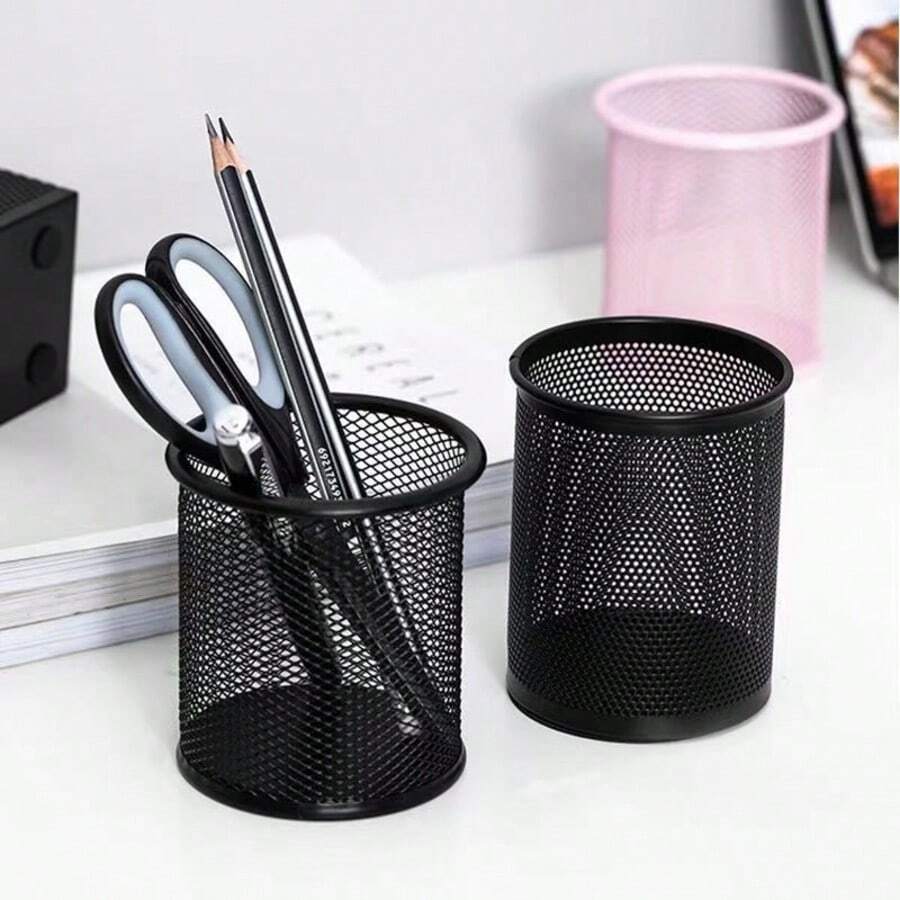 Hộp đựng bút bằng dây sắt tối giản sáng tạo, cốc đựng bút bằng lưới kim loại, đồ dùng văn phòng phẩm phong cách mới mẻ cho học sinh, sinh viên, văn phòng phẩm. - D - Xem 1