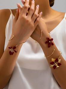 1pc Fashionable Plumeria Open Bangle Bracelet, Unique Elegant Countryside Style Accessory For Daily Wear - Odd-shaped Flower Bracelet - View 1
