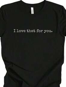 1 Piece Women's Love Print T-Shirt, Valentine's Day Print T-Shirt, Pink Heart T-Shirt, Love T-Shirt For Women, 180g, 100% Cotton - 黑色 5 - 查看 11