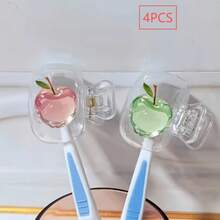 Cute Crystal Apple Pattern Toothbrush Cap Storage Box, Transparent Portable Toothbrush Head Protective Cover, Waterproof Dustproof Toothbrush Box, Protect Your Toothbrush, Toothbrush Box, Travel Toothbrush Storage Box, Portable Design Easy To Carry, Travel Dustproof Toothbrush Storage Box, Best Gift For Couples - Multicolor - View 12