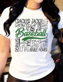Women's T-Shirt Cracker Jacks Home Run Baseball Peanuts Foul Ball Grand Slam Casual Crew Neck Short Sleeve,  Suitable For Everyday Outdoors, Perfect For All Season Wearplayeras de mujer - Blanco - Ver 6