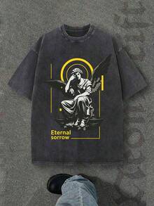New 2026 Model, 100% Washed Cotton, Urban Casual Style, Suitable For Parties Or Festivals, Soft And Breathable Fabric, Modern Print Design, Unisex, Lightweight And Comfortable To Wear, Vintage Fashion Design. - 黑色 - 查看 12