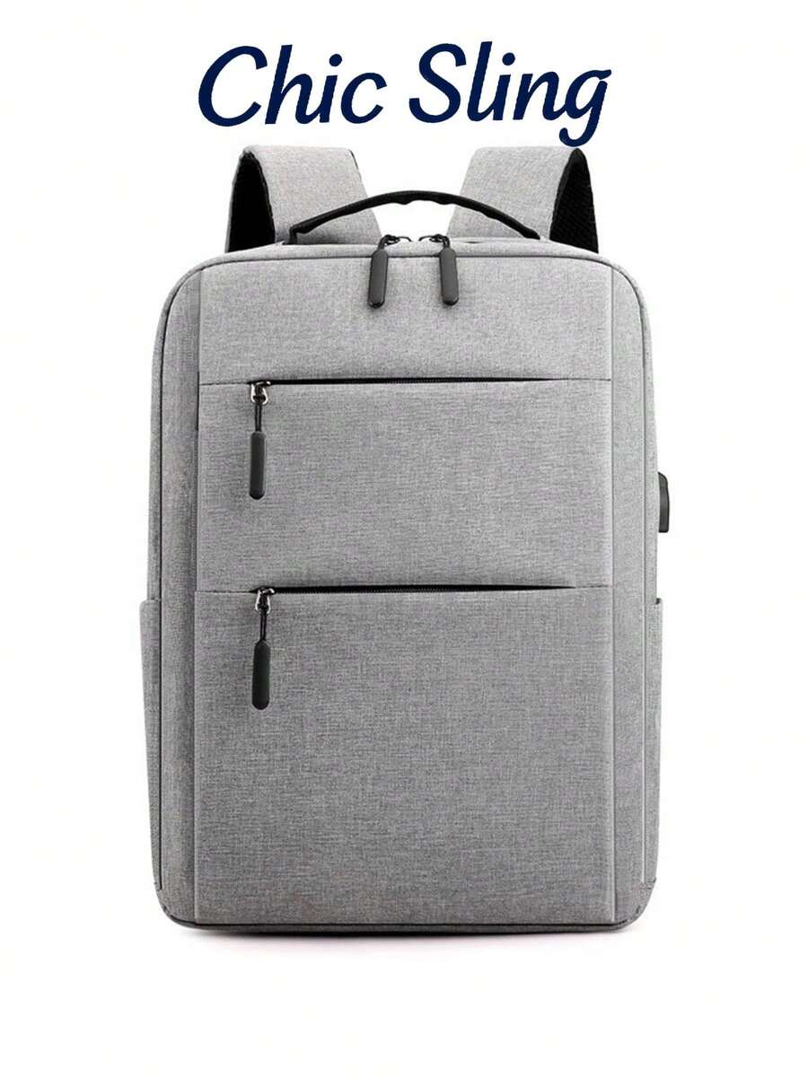 SHILAN 15.6 Inch Business Commuter Laptop Backpack, Multi-Compartment Front Pocket Design, Large Capacity Storage Backpack, Suitable For Business Trips And Travel - Grey - View 1