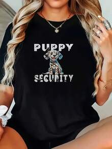 Camiseta Deportiva Casual para  con Colorido Diseño de Cachorro Dálmata en Estilo Cartoon - Camiseta Elástica de Cuello Redondo, Lavable aáquina, Ajuste Cómodo y Apta para Todas las Estaciones. - Negro - Ver 6