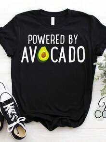 Oversized Short Sleeve T-Shirt With Avocado Design, Vegan T-Shirt, Sleeveless T-Shirt For Avocado Lovers, Funny Avocado T-Shirt, Avocado Gift, Avocado Hoodie (4) 100% Cotton - 黑色 2 - 查看 6