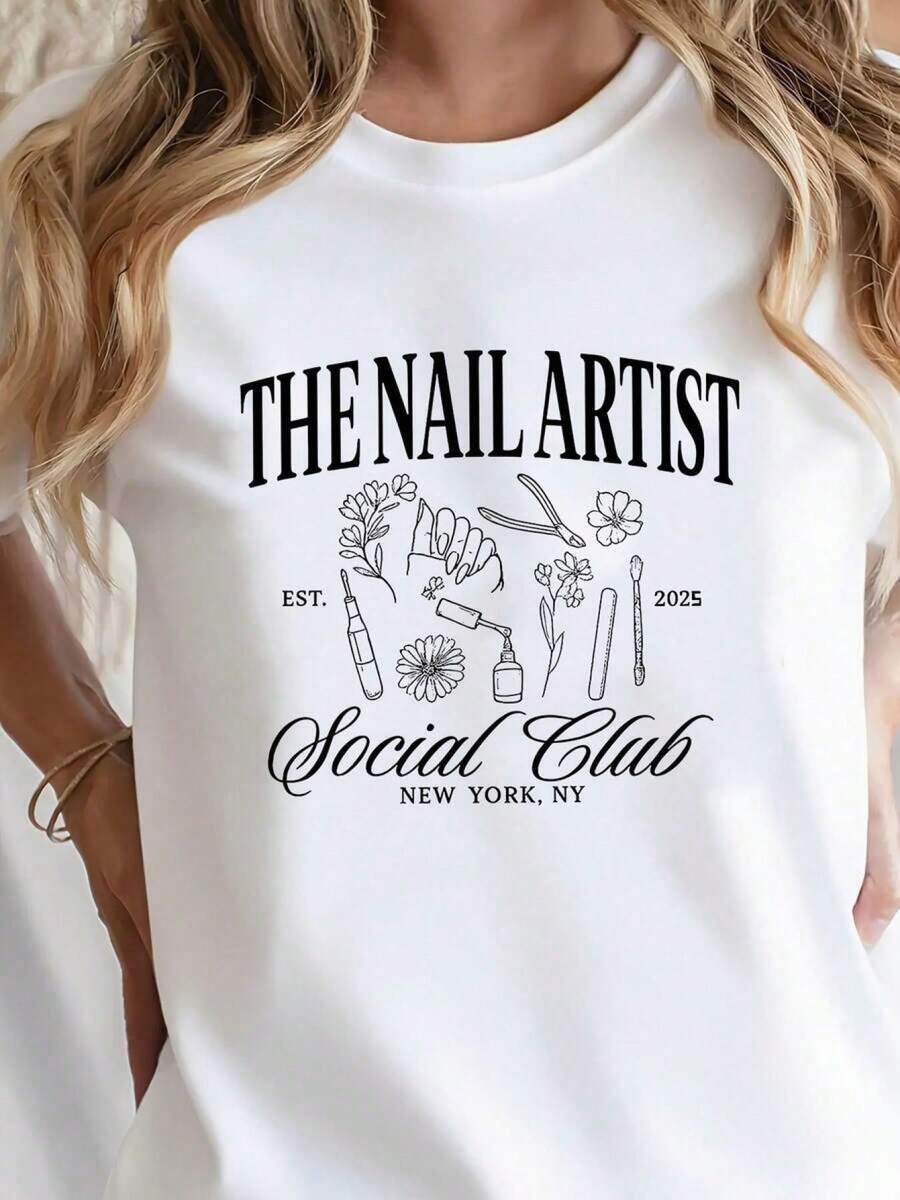 Camiseta de moda de manga corta y cuello redondo con estampado gráfico de . Hecha de 100 % puro algodón con peso prémium de 180 g, es ultrasuave, amigable con la piel, transpirable, ligera y cómoda para todo el día. Silueta casual clásica que garantiza gran comodidad - Blanco - Ver 1