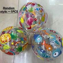 1pc Inflatable Beach Ball - Durable PVC Material, Tropical Fish, Pineapple & Starfish Pattern Multi-Color Mix, Suitable For Pool Parties, Outdoor Summer Fun Inflatable Pool Ball | Summer Vibes | Beach Accessories - Random Style - Multicolor - View 6