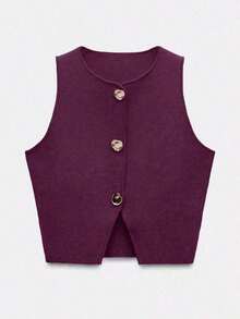 Nuevo top sin mangas de verano de estilo libre para mujeres, elegante y único de alta gama, romántico, de negocios casuales, para vacaciones, graduación o Día de la Independencia.El tamaño es pequeño, se sugiere pedir una talla talla grande grande. - Morado - Ver 1