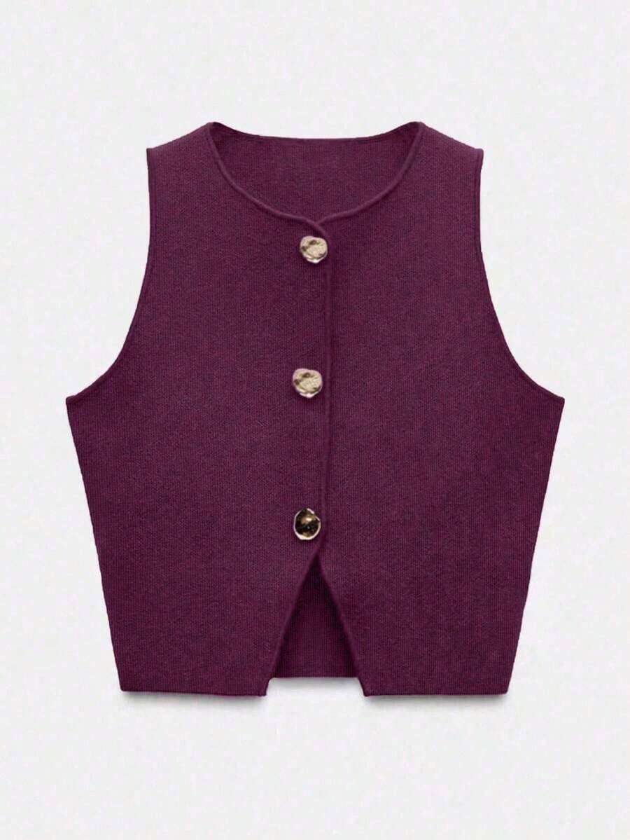 Nuevo top sin mangas de verano de estilo libre para mujeres, elegante y único de alta gama, romántico, de negocios casuales, para vacaciones, graduación o Día de la Independencia.El tamaño es pequeño, se sugiere pedir una talla talla grande grande. - Morado - Ver 1
