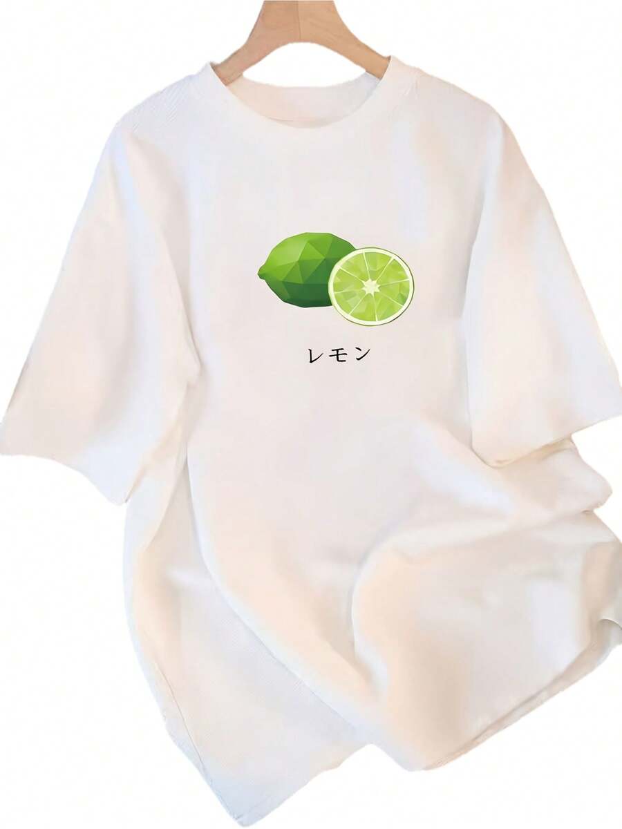Women's Custom Pure Cotton Short-Sleeved T-Shirt, Exclusive Design, Printed, Minimalist Casual Style, New Summer Style, Loose Fit, Fitted Top For Students, Unisex Urban Vintage Style Cotton Loose Fit Round Neck Short-Sleeved T-Shirt For Women. - 白色 - 查看 1