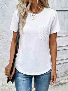 White Short-Sleeved T-Shirt With A Heart Print, Casual And Suitable For Everyday Wear. Suitable For Summer. - Putih 3 - View 5