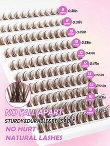 MAANGE 120Pcs CC Curl Individual Lashes-Brown Clusters Lashes,Soft Glam Wipsy, Airy Volume,Multi-Length Clusters,For Beginners Eye Makeup, Eyelash Clusters, Individual Eyelashes, Lashes, Fake Lashes - D - View 11