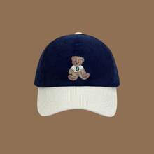 Mũ lưỡi trai nhung kẻ thêu hình gấu Teddy, mũ lưỡi trai unisex điều chỉnh được, mũ snapback mềm mại, kiểu dáng cổ điển đa năng, phù hợp cho các chuyến đi chơi mùa xuân và mùa thu cũng như sử dụng hàng ngày. - mũ bóng chày - Xem 15