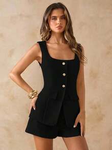 Conjunto de dos piezas para mujer para uso diario - Negro - Ver 6