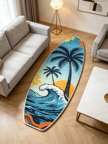 1pc Summer Surfing Shaped Rug, Decorative Carpet, Bedroom Decor, Small Rug, Carpet, Home Decor, Living Room Carpet, Small Living Room Rug, Bedroom Rug, Living Room Home Decor, Outdoor Rug, Washable Carpet - Multicolor B - View 2