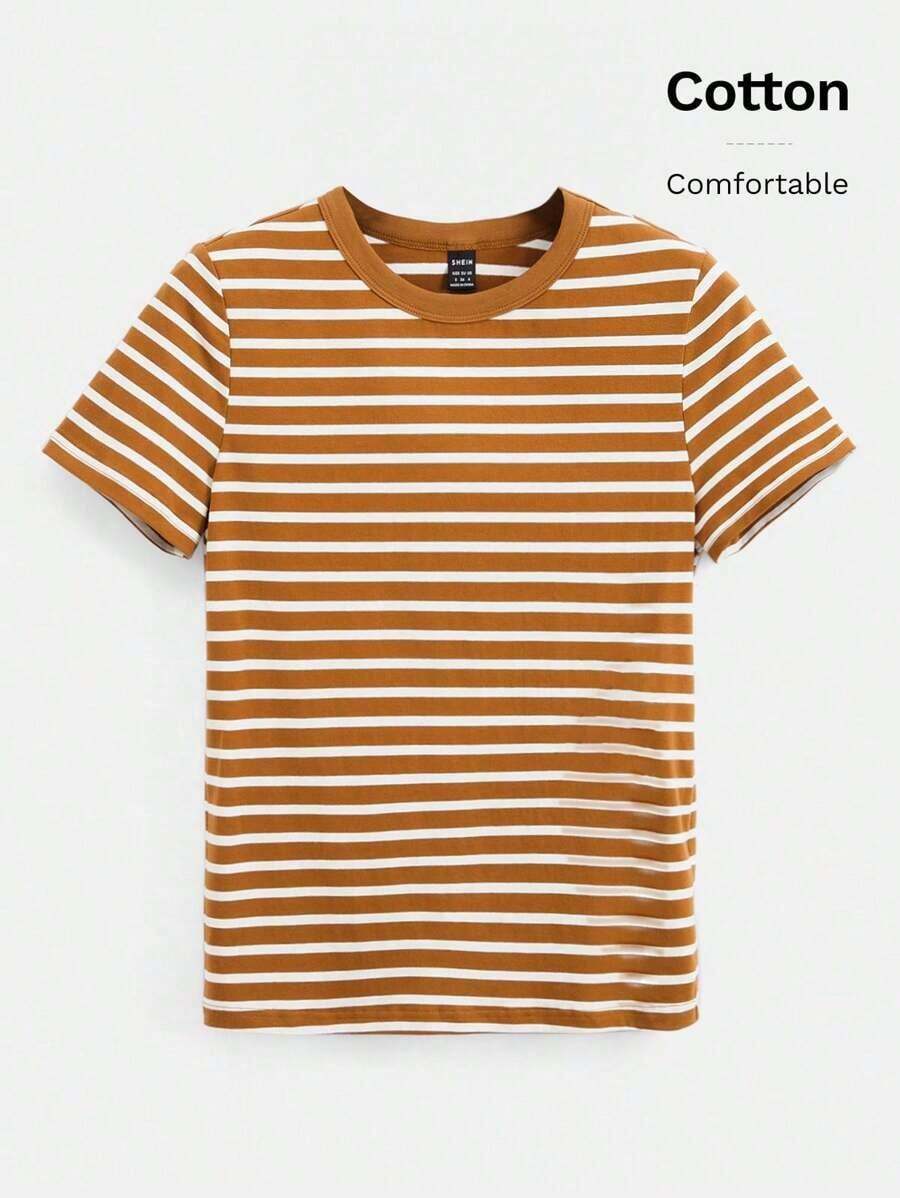 BASICS Camiseta casual con estampado a rayas para primavera y verano - Multicolor - Ver 1