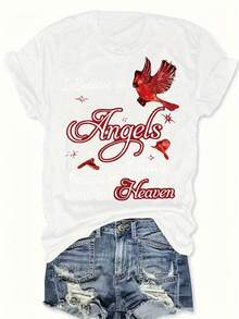 Camiseta Básica Diaria para Mujer, Cuello Redondo, Holgada y Cómoda, Manga Corta - Blanco - Ver 12