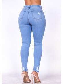 Women's Skinny Jeans, High Waist, Shapes Butt, Premium Line - Navy Blue - View 2