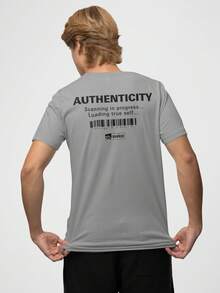 Aveloz Authenticity Men's T-Shirt, Comfortable, 100% Cotton - 灰色 - 查看 2