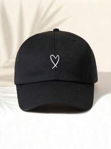 1pc Washed Baseball Cap With "Heart" Print Pattern, Fashionable Minimalist Casual Versatile , High-Quality All-Season Decorative Item, Essential Unisex Fashion Accessory Suitable For Outdoor Activities - Baseball - View 15
