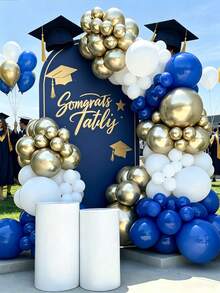 102pcs Blue, White And Gold Graduation Balloon Decoration Set, Suitable For Graduation Celebration, Graduation Ceremony Decoration, Graduation Memorial Event, Graduation Theme Party And Graduation Photo Backdrop - Graduation Season Blue, White and Gold Balloon Decoration Set - View 7