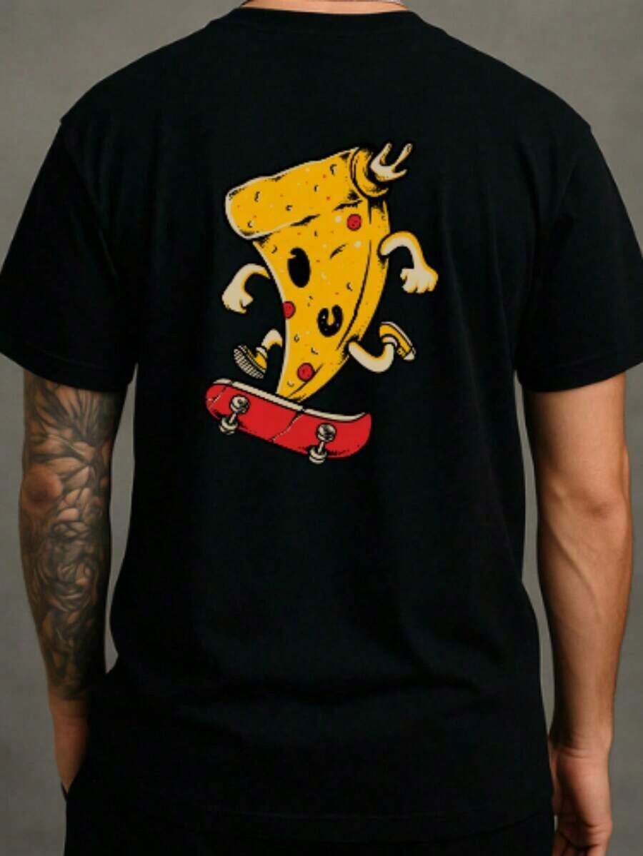Versatile.1pac.100%Cotton.Camiseta De Pizza Skate 100% Algodao Unissex Plus Size Humor.Moda Corte