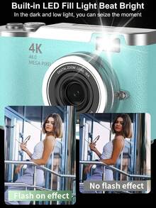 1 Pc 48MP 2.4" Rotating Screen Digital Camera, Rechargeable CCD Sensor, Comes With 32GB Memory Card And Multiple Filter Modes. Portable Anti-Shake Smart Zoom Camera, Suitable For Outdoor Use. - Multicolor - View 6