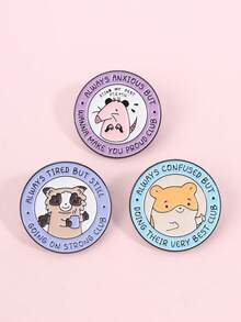 1 chiếc/bộ Ghim cài áo men hình gấu trúc, chuột hamster, thú có túi, câu lạc bộ tâm trạng động vật, trang sức hình động vật - Nhiều màu - Xem 4