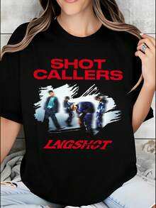 Women's Casual Urban Style T-Shirt With Graphics From The Movie "Shot Callers Longshot", Summer And Autumn Clothing, Gift For Music Fans And Film Enthusiasts - High Quality - 黑色 - 查看 6