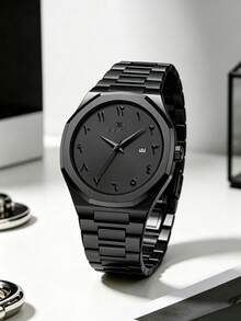 男士 42mm 阿拉伯數字錶盤時尚八角形設計商務手錶 不鏽鋼錶帶 原裝石英機芯 金色 & 銀色 & 黑色 適合日常裝飾 & 節日禮物 & 工作通勤休閒男士腕錶 - 黑色 - 查看 2