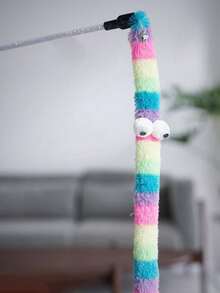 1pc Colorful Plush Caterpillar Cat Toy - Interesting Interactive Cat Teaser Wand, Scratch-Resistant & Durable, Battery-Free - Pink - View 3