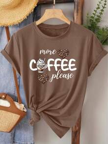 Camiseta de manga corta para mujer con estampado elegante, corte ajustado y cuello redondo. - Blanco - Ver 6