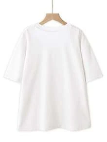 Camiseta de manga corta de talla grande para mujer , nueva ropa de verano popular para mujer de talla grande, corte holgado, 100% algodón puro, suave - fácil de usar, lavar y cuidar. - blanco - Ver 2