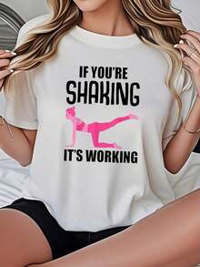 Camiseta de Mujer, Corte Casual, Opciones en Blanco y Negro, Estampado Gráfico para Fitness y Trabajo, Camisetas Deportivas, Tops de Verano, Camisetas Gráficas, Conjuntos de Verano para Mujer, Camisetas Cortas para Mujer, Tops Vintage de Algodón, Ropa Linda para Mujer, Playera Holgada para Mujer - Blanco - Ver 1