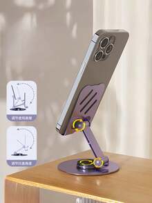 1pc 360° Rotating Metal Mini Phone Holder, Foldable Desktop Phone Stand, Suitable For All Smartphones, Ideal Office Accessory, Compatible With IPhone & Android, Great Gift For Birthday, Family, Friends - Multicolor - View 7