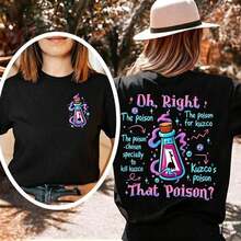 Nueva llegada 2026, Camiseta de manga corta con cuello redondo y estampado gráfico para mujer, estilo minimalista americano, 100% algodón, informal, con estampado de letras, estilo Y2K, tela suave, transpirable, a la moda, 100% algodón, para uso diario. - Negro - Ver 5