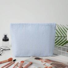 Personalized Fine Striped Cosmetic Bag, Customizable Name Makeup Pouch, Bridesmaid Gift, Travel Toiletry Bag, Striped Wash Bag, Beach Purse, Gift For Women, Aesthetic - Multicolor - View 10