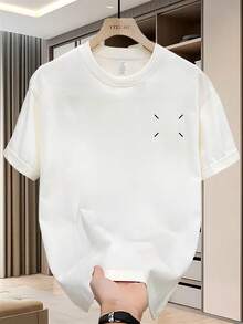 Camiseta de Algodón Puro de Alta Calidad, Estampado de Marca Moderna, Manga Corta, Talla Grande, Versátil y Casual para Hombres, Nueva Colección de Verano - [Blanco] - Ver 6