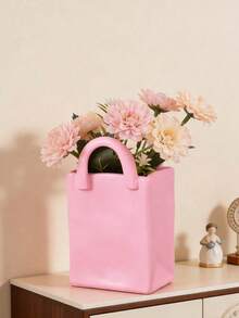 Vaso de Bolsa de Compras Branca com Alça Dourada - Design Minimalista Moderno, Ideal para Estante da Sala de Estar, Mesa de Centro e Mesa de Jantar. Pode Acomodar Flores Frescas ou Flores Artificiais, como Tulipas, Adicionando um Toque Estiloso e Elegante, um Vaso Decorativo Chique e Popular para Decoração Interna. Adequado para Sala de Estar, Quarto, Escritório, Casamento, Atmosfera de Feriado, Dia dos Namorados, Presente de Casamento, Melhor Presente de Feriado, Decoração de Prateleira de Exibição, Presente de Aniversário, Presente de Formatura, Etc. Item Decorativo Pequeno e Requintado, Especialmente Projetado para Mesa, Estante e Pequenos Espaços. - A - Visão 10