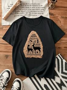 Camiseta unisex de manga corta, para mujerBohemioÉtnicoImprimirCamiseta-SuaveTranspirableCortoMangaBlusaAdecuadoparaPrimaveraVeranoOtoño,SueltoRedondoCuelloInformalSuperiorconRetroEstilo,MáquinaLavableSueltoAjusteBlusaparaInformalAtuendo de jugadorashombre, , , Dazymujer,romwehombres, bohochic,maestrasregalos,camisetaparaconjuntos de mujercon curvasparamu,y2k, - Negro - Ver 1
