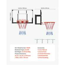 Wall Mount Basketball Hoop, 44-Inch PC Backboard Mounted Basketball Hoop Outdoor With Solid Steel, 0.08 Inch Thickened Backboard, Thickened Woven Nylon Basketballs Net, Indoor & Outdoor Use - 44-inch - View 7