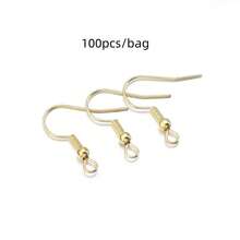 100/200pcs/Pack Iron Earring Hooks, Spring Earring Hooks With Beads, Minimalist Earring Findings, DIY Jewelry Making Earring Components - Ear Hooks - View 19