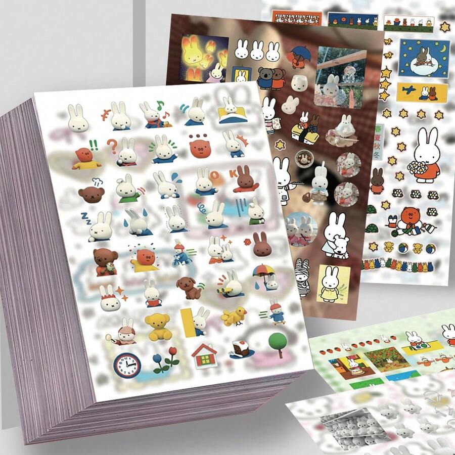 MIFFY 8pcs/Set Stiker Potong Kertas Kelinci, Stiker Scrapbooking Berkualitas Tinggi, Lucu, Kreatif, dan Populer, Tahan Air, Hadiah Tahun Baru, Hari Valentine, dan Paskah - MultiWarna - View 1