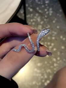 Luxury Snake Wrap Ring, Silver Tone, Unique Jewelry For Women - Silver - View 7