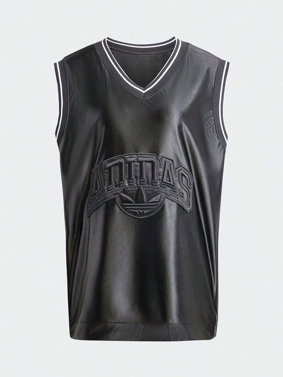 Adidas 女士休闲V领梭织背心,简约百搭夏季穿搭 IT9761 - 黑色 - 查看 1