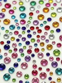 Colorful Rhinestone Stickers, Music Festival, Stage, Party Makeup, Glue-Free Self-Adhesive High Gloss Rainbow Rhinestone Stickers - Multicolor - View 3
