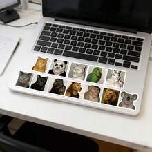 500 Animal Battle Face Stickers Roll | Fun Meme Animal Stickers For Laptops, Water Bottles, And Laptops | Virus Grade Gigachad Animal Stickers For Meme Enthusiasts And Laptop Users - Multicolor - View 3