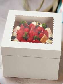 6 piezas/1 pieza Caja de embalaje para pasteles con ventana, Caja de pasteles 3 tamaños: 8 pulgadas/10 pulgadas/12 pulgadas, Adecuada para el Día de San Valentín, fiestas y otras festividades, Caja de embalaje con ventana transparente - multicolor - Ver 6