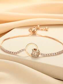 1pc Geometric Design Bracelet, Delicate Niche Style, Luxury Elegant Versatile Accessory - Gold - View 4